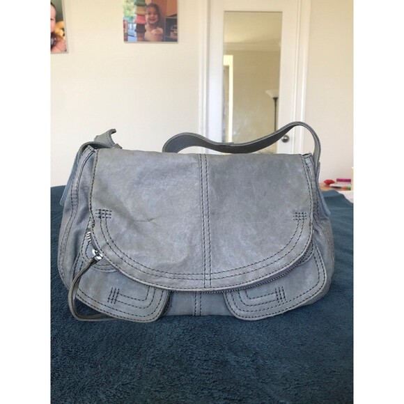 Lucky brand stash vintage Italian lamb skin leather hobo bag in gray - Picture 1 of 12